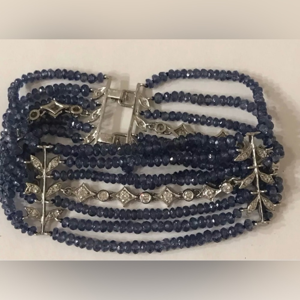 Rare Vintage  Cathy Waterman Diamond Platinum Sapphire Bracelet